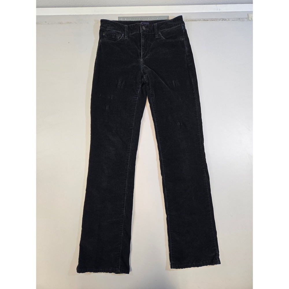 NYDJ Black Corduroy Straight Leg Pants Womens 4 Lift Tuck Stretch Cotton Blend